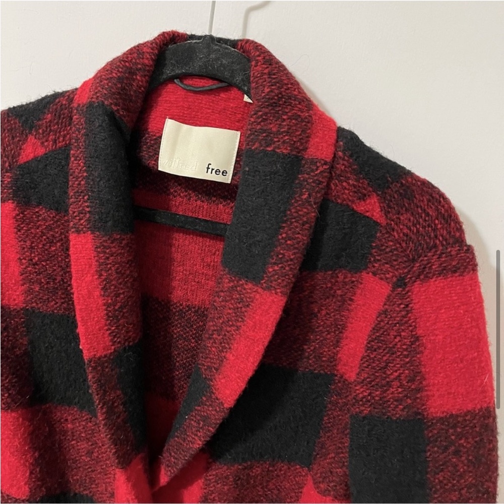 Aritzia Wilfred Free Off-Duty Buffalo Plaid Wool Jacket in Red / Black sz XSmall - Picture 6 of 16